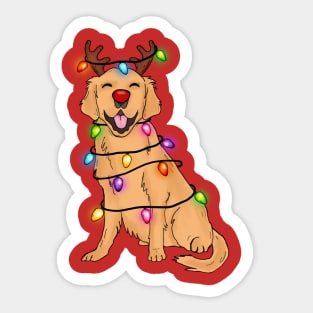 Funny Labrador Retriever Reindeer Christmas Lights Xmas Gift Sticker